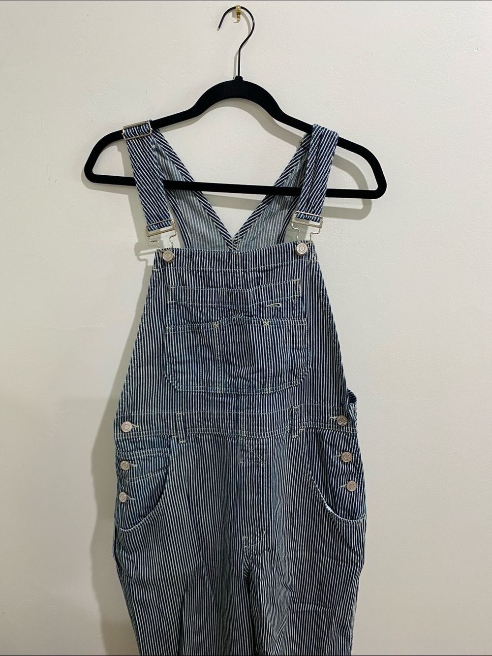 GAP Blue White Railroad Stripe Overalls